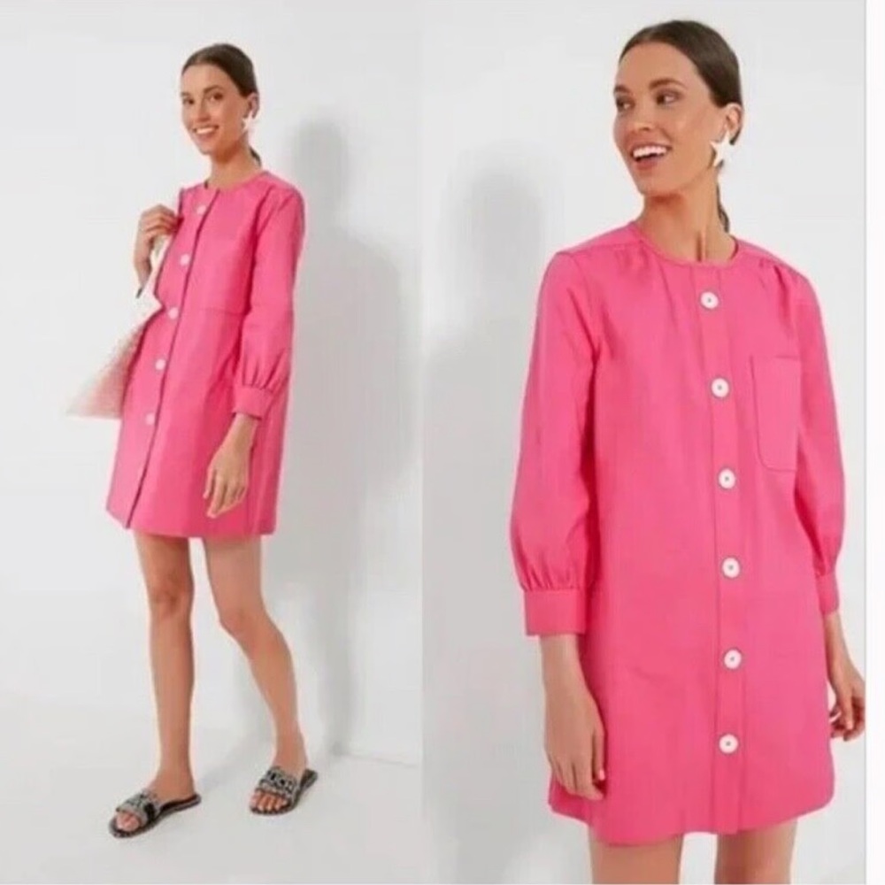 Tuckernuck Blake Mini A Line Button Down Shirt Bright Pink Dress Size Small